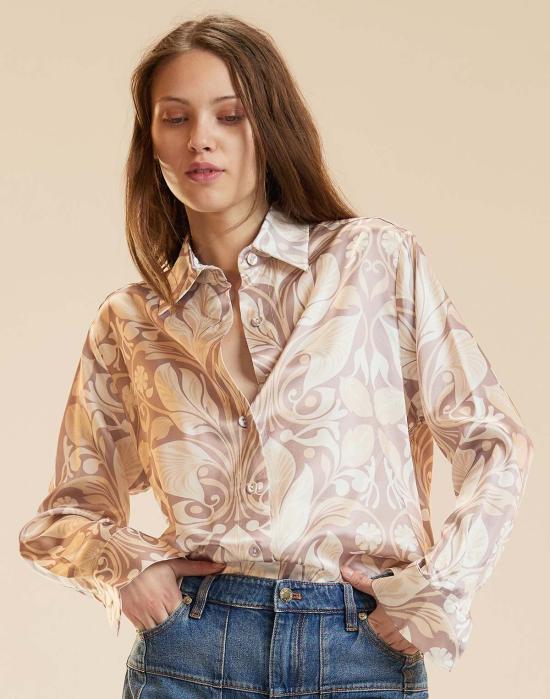  신시아 로리 블라우스 신시아 로울리 소장용 실크 셔츠 , 토프 프린트 - CYNTHIA ROWLEY