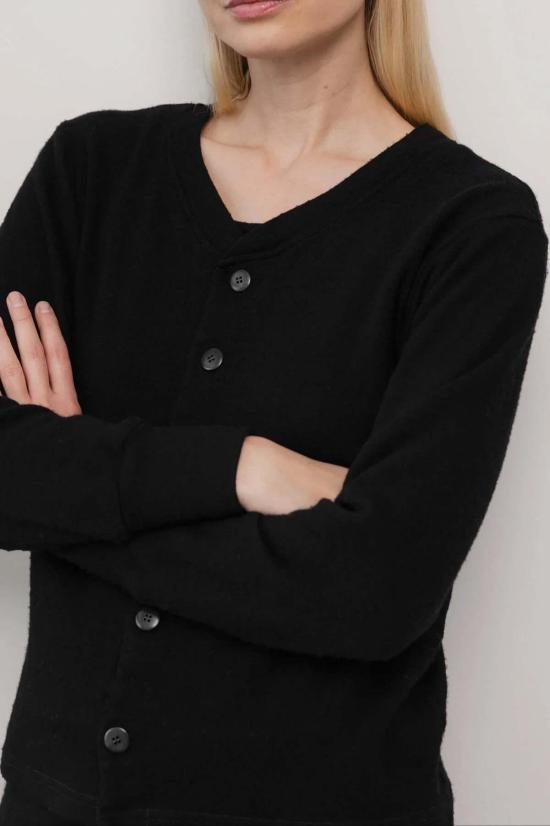  울 하이드 가디건 울 가죽 안감 스웨터 - WOL HIDE