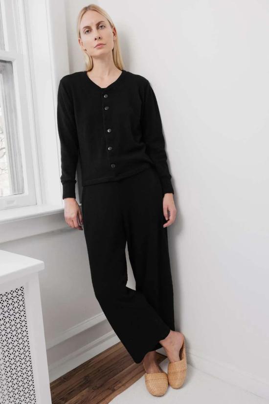  울 하이드 가디건 울 가죽 안감 스웨터 - WOL HIDE