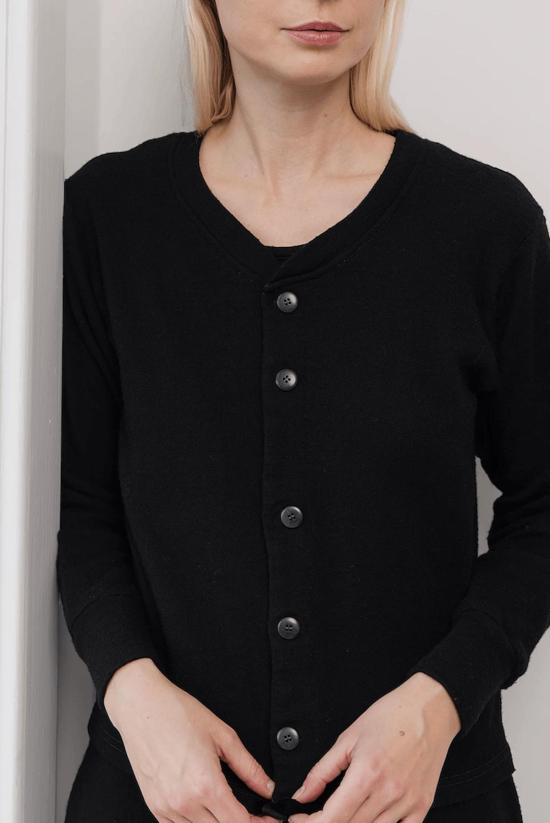  울 하이드 가디건 울 가죽 안감 스웨터 - WOL HIDE