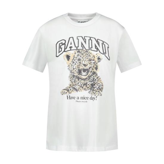 26SS 가니 베이직 저지 레오파드 릴렉스드 티셔츠 T4124 943 brown