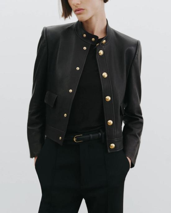  닐리로탄 가죽 자켓 닐리 로탄 해들리 블랙 가죽 크롭 재킷 - NILI LOTAN