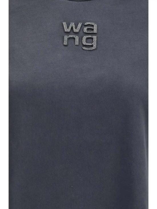  알렉산더 왕 반팔 티셔츠 슈렁큰 티셔츠 (핫픽스 로고 포함) 워시드 블랙 - ALEXANDER WANG