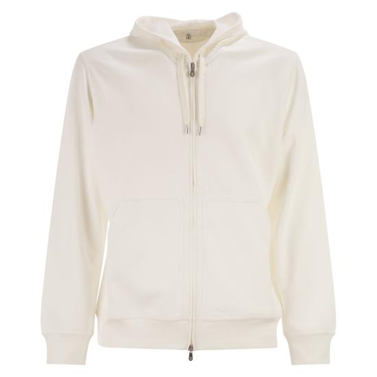 26SS 브루넬로 쿠치넬리 코튼 후드 집업 MW8639069G WHITE