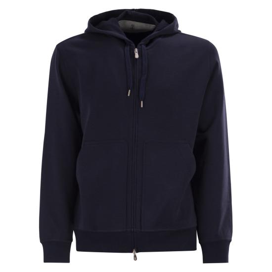 26SS 브루넬로 쿠치넬리 코튼 후드 집업 MW8639069G BLUE