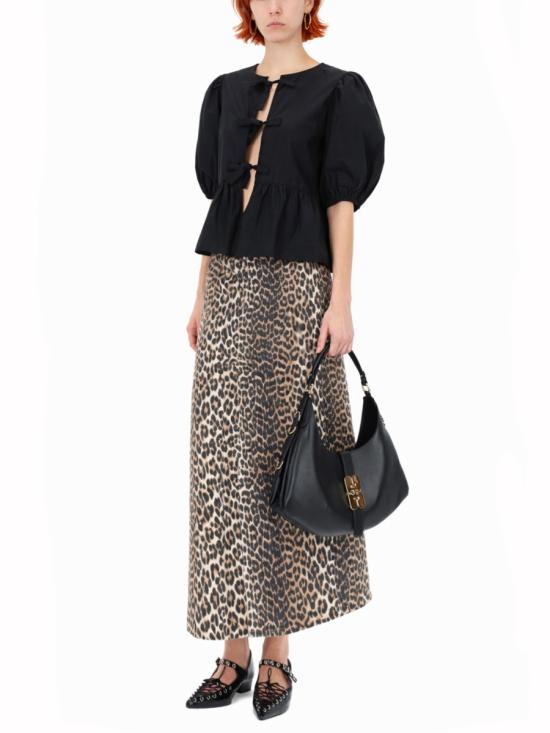 26SS 가니 코튼 포플린 페플럼 타이 블라우스 F7364 099 BLACK - GANNI