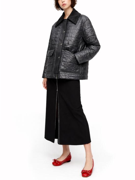 26SS 가니 샤이니 퀼트 미디 자켓 W0343 252 GREY - GANNI