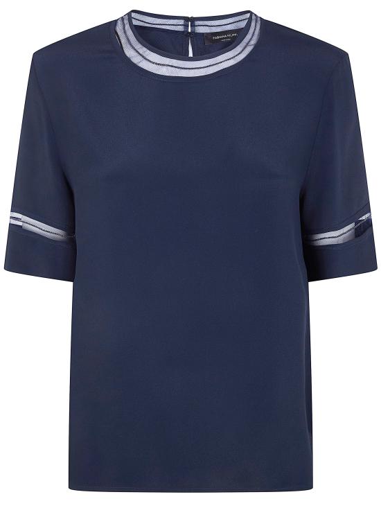 26SS 파비아나 필리피 크레이프 드 신 블라우스 탑 TPD266F289L775 5146 NIGHT BLUE