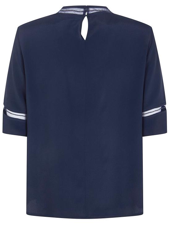 26SS 파비아나 필리피 크레이프 드 신 블라우스 탑 TPD266F289L775 5146 NIGHT BLUE - FABIANA FILIPPI
