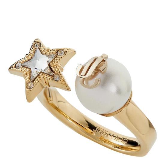 26SS 지미추 반지 JC STAR PEARL RING JIQGOLD WHITE CRYSTAL Golden - JIMMY CHOO