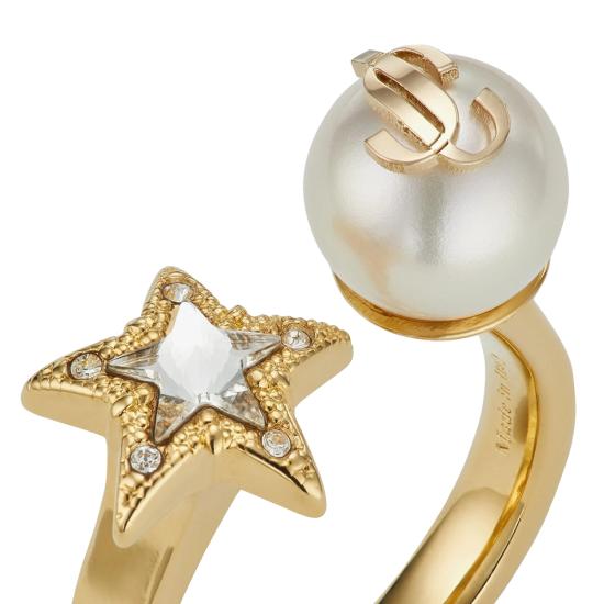 26SS 지미추 반지 JC STAR PEARL RING JIQGOLD WHITE CRYSTAL Golden - JIMMY CHOO