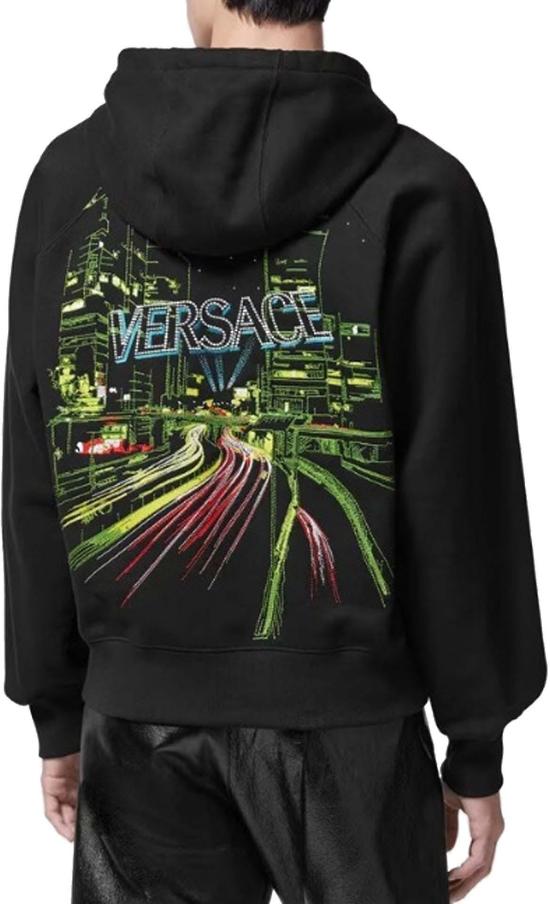  베르사체 후드 티셔츠 10125561A090461B000 BLACK - VERSACE
