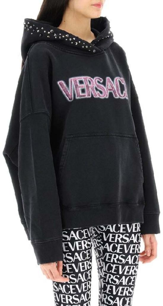  베르사체 후드 티셔츠 10081701A065312B110 BLACK - VERSACE
