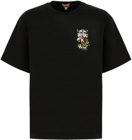 26SS 겐조 Wild Tiger 자수 오버사이즈 티셔츠 FG55TS4044SY99J BLACK