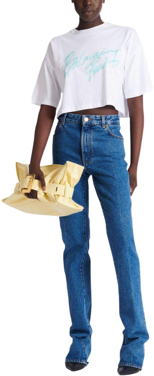 26SS 발망 스트레이트 팬츠 GF1MI070DG086EX BLUE - BALMAIN