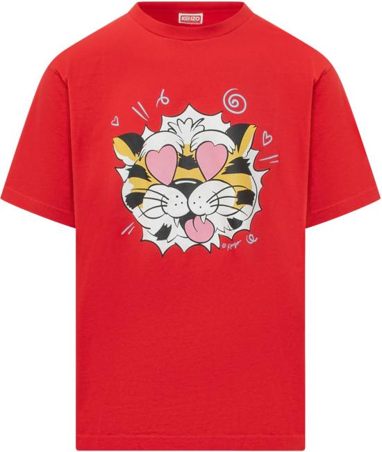26SS 겐조 Wild Tiger 오버사이즈 티셔츠 FG55TS4034SG22 RED