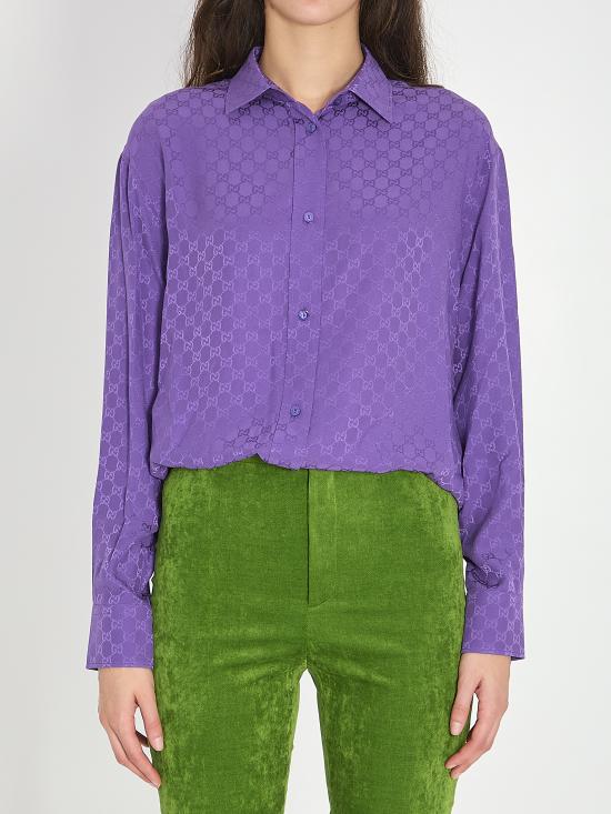 26SS 구찌 모노그램 셔츠 837168Z7ATQ7 5007 PURPLE