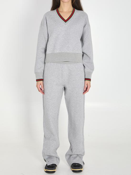 26SS 구찌 웹 코튼 저지 스웨트셔츠 847933XJHIR 1160 GREY - GUCCI