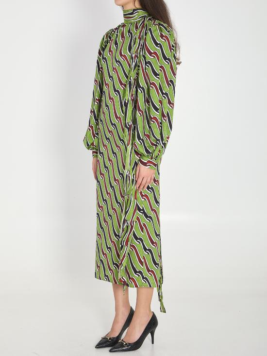 26SS 구찌 프린트 실크 드레스 858170ZAUNV 3010 GREEN - GUCCI