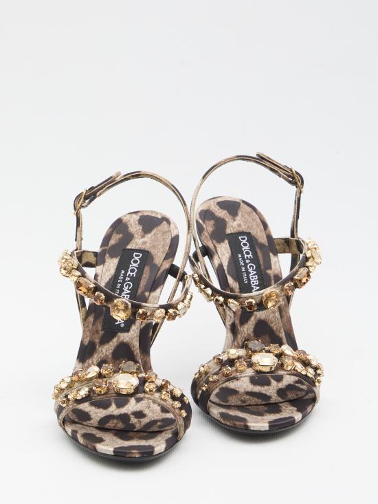 26SS 돌체앤가바나 레오파드 프린트 새틴 뮬 CR1930A0079 HY13M BROWN - DOLCE & GABBANA