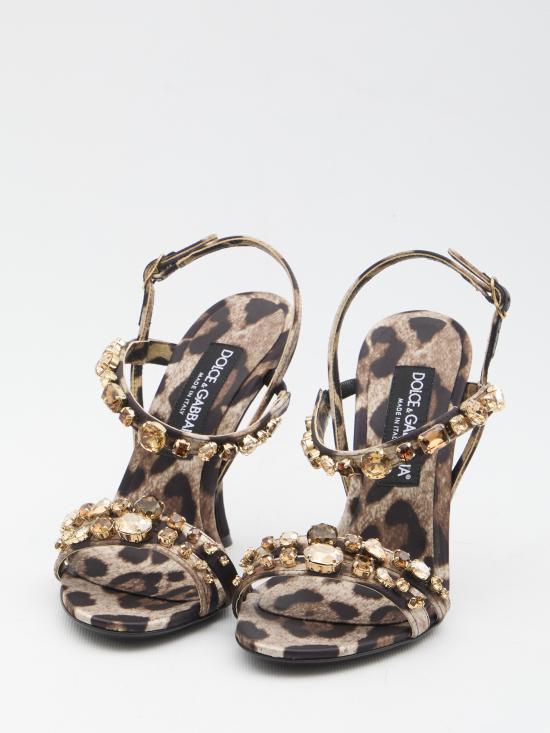 26SS 돌체앤가바나 레오파드 프린트 새틴 뮬 CR1930A0079 HY13M BROWN - DOLCE & GABBANA