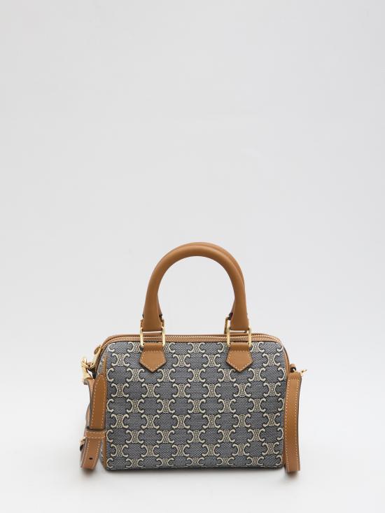 26SS 셀린느 트리옹프 자카드 앤 카프스킨 스몰 보스턴백 113772U29 07PM BEIGE