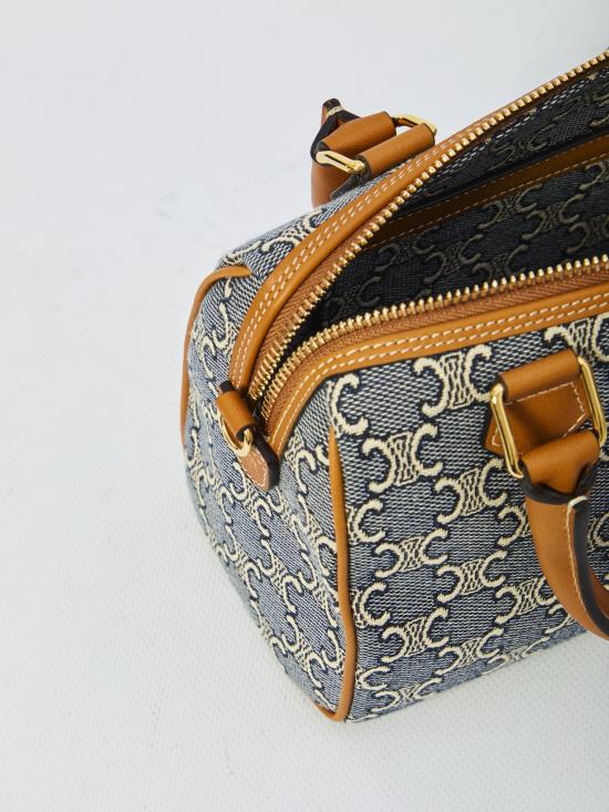 26SS 셀린느 트리옹프 자카드 앤 카프스킨 스몰 보스턴백 113772U29 07PM BEIGE - CELINE