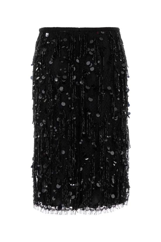 25FW 구찌 미디 스커트 849635ZATNH 1000 BLACK - GUCCI