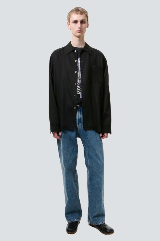  아워레가시 긴팔 셔츠 우리의 유산 블랙 드레이핑 라이오셀 모든 셔츠 - OUR LEGACY