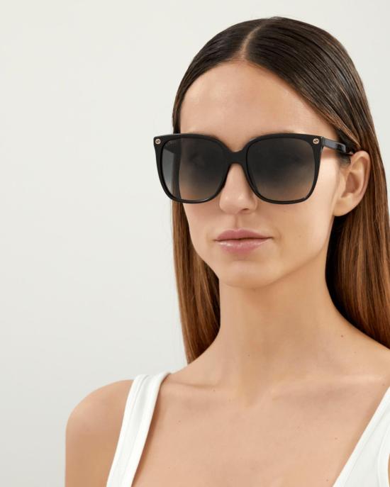  구찌 안경 오버사이즈 스퀘어 라운드 선글라스 블랙 - GUCCI