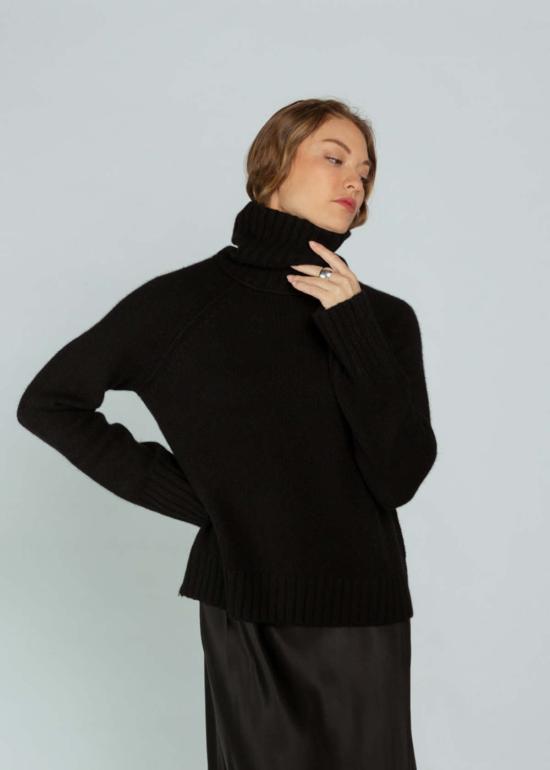 브라조 트리콧 스웨터 브라조 트리코 청키 터틀넥  블랙 - BRAZEAU TRICOT