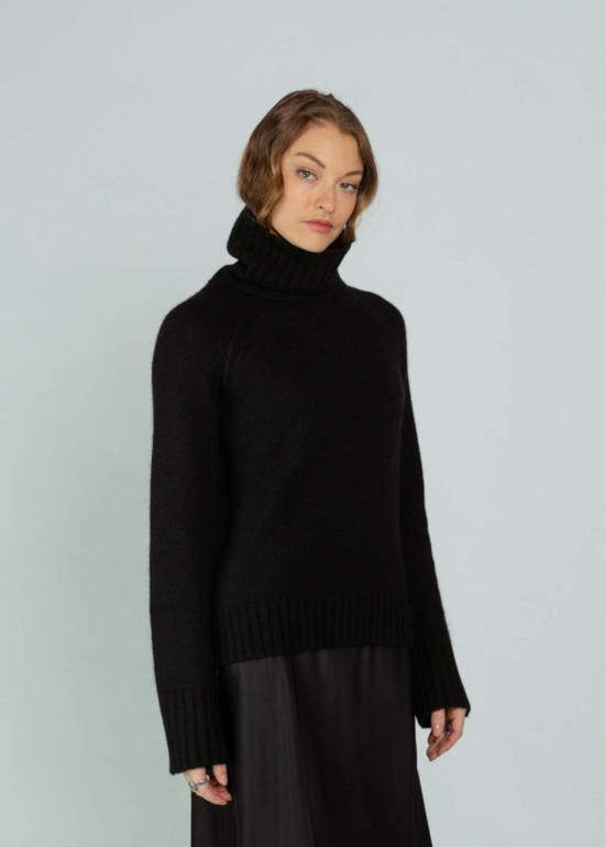  브라조 트리콧 스웨터 브라조 트리코 청키 터틀넥  블랙 - BRAZEAU TRICOT