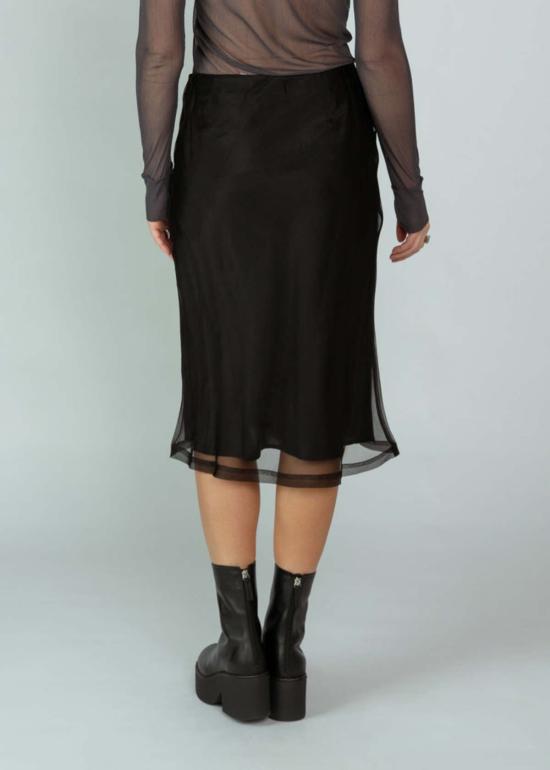  Brazeau Tricot 미디 스커트 브라조 트리코 오간자 여성  블랙 - BRAZEAU TRICOT