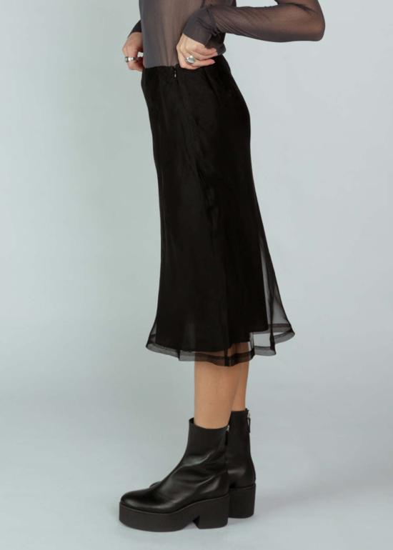 Brazeau Tricot 미디 스커트 브라조 트리코 오간자 여성  블랙 - BRAZEAU TRICOT