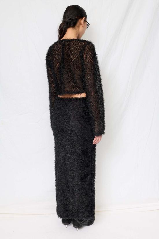  어셈블리 뉴욕 긴팔 티셔츠 어셈블리 블랙 페더 크롭 롱 슬리브 탑 - ASSEMBLY NEW YORK