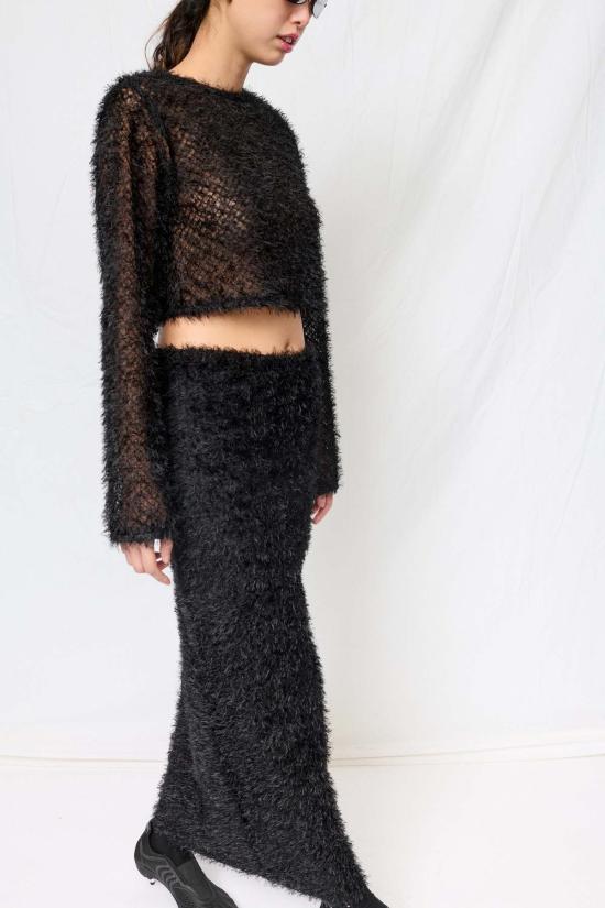  어셈블리 뉴욕 긴팔 티셔츠 어셈블리 블랙 페더 크롭 롱 슬리브 탑 - ASSEMBLY NEW YORK