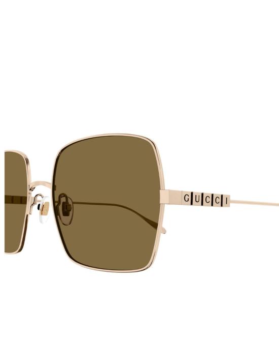  구찌 안경 메탈 큐브 선글라스 골드/브라운 - GUCCI