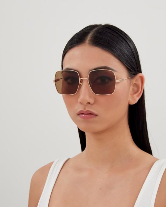  구찌 안경 메탈 큐브 선글라스 골드/브라운 - GUCCI