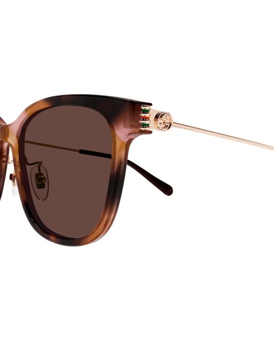  구찌 안경 오버사이즈 스퀘어 캣아이 선글라스 골드/하바나 - GUCCI