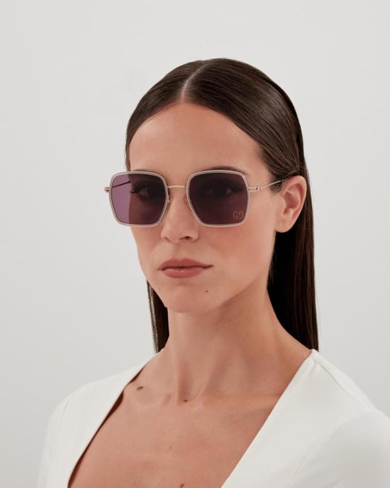  구찌 안경 스퀘어 로고 선글라스 골드/핑크 - GUCCI