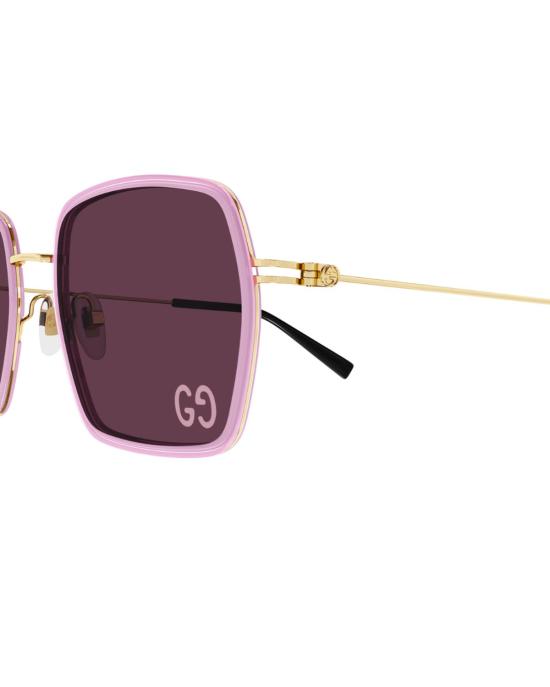  구찌 안경 스퀘어 로고 선글라스 골드/핑크 - GUCCI