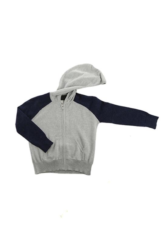  [키즈] 블루&크림 풀오버 아동용  캐시미어 지퍼 후드티 실버/네이비