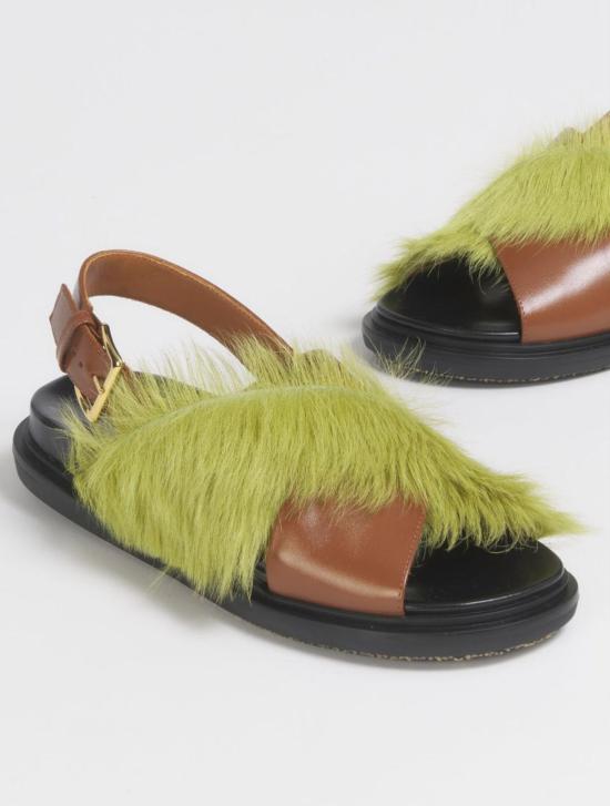  마르니 샌들 마니 푸스벳의 긴 머리와 가죽 - MARNI