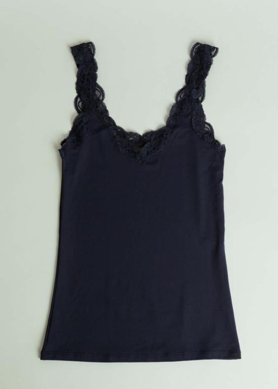  온리 하츠 민소매 티셔츠 Only Hearts Delicious With Lace V넥 탱크탑 네이비