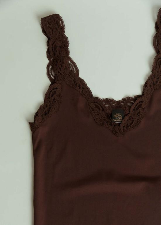  온리 하츠 민소매 티셔츠 Only Hearts Delicious With Lace V넥 탱크탑 카페인 - ONLY HEARTS