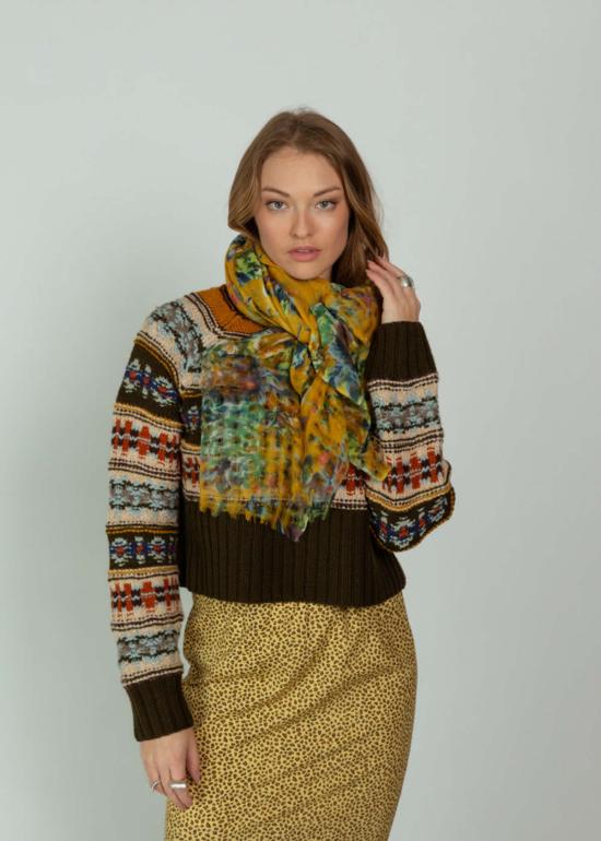  이피스 머플러/스카프 에피스 옐로우 플로럴 울 숄 - EPICE