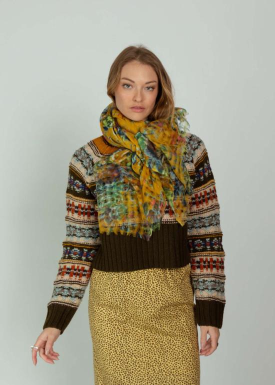  이피스 머플러/스카프 에피스 옐로우 플로럴 울 숄 - EPICE