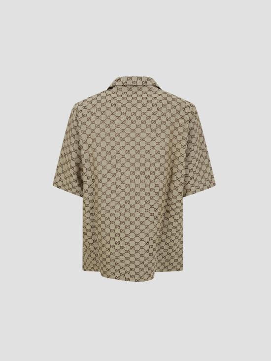 26SS 구찌 GG 리넨 셔츠 742707ZAM7G 2580 CAMEL EBONY - GUCCI