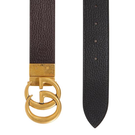 26SS 구찌 더블 G 버클 리버시블 레더 가죽 벨트 627055CAO2T 1062 NERO COCOA - GUCCI