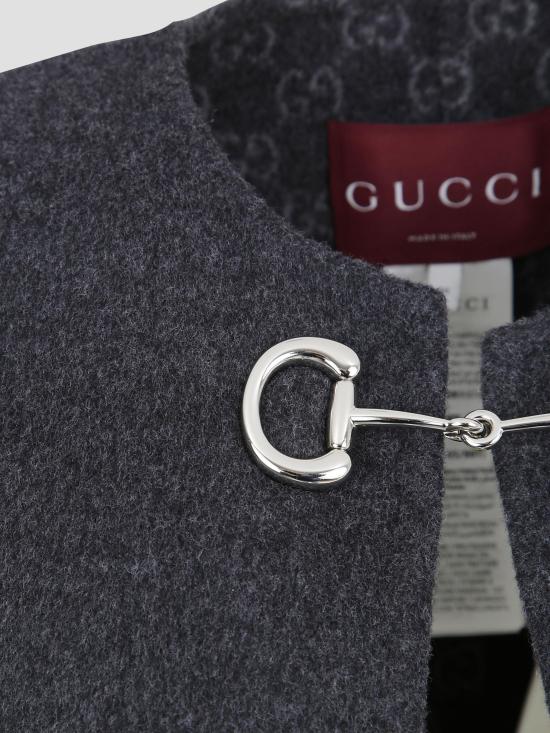 26SS 구찌 홀스빗 실크 울 케이프 852796ZAQW0 1179 DARK GREY LIGHT GREY - GUCCI